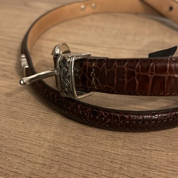 Brighton, mock crock brown, leather belts SZ L /34 - Picture 8 of 11